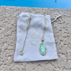 Kendra Scott Elle Lattice Green/Gold Long Necklace